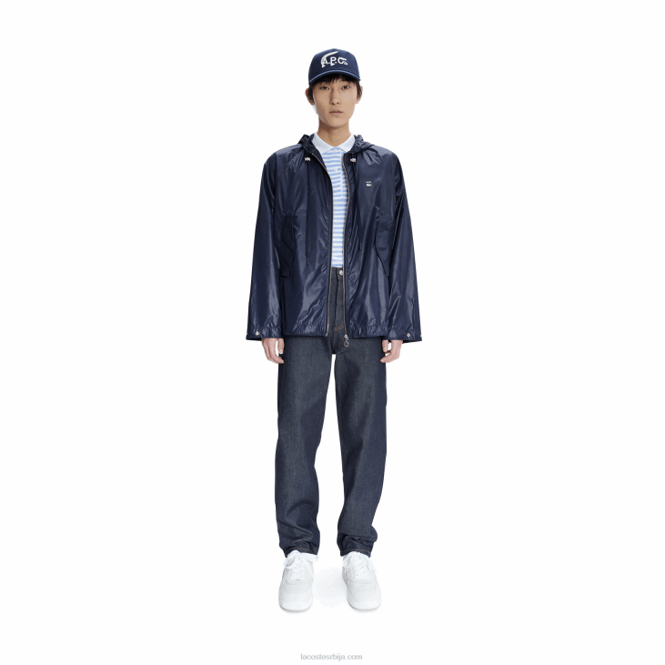 мушкарци лацосте к а.п.ц. водоотпорна најлонска јакна са капуљачом 86881310 блуе вгх