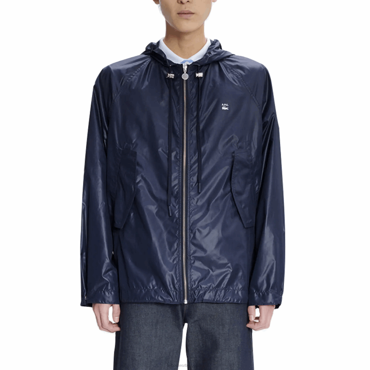 мушкарци лацосте к а.п.ц. водоотпорна најлонска јакна са капуљачом 86881310 блуе вгх