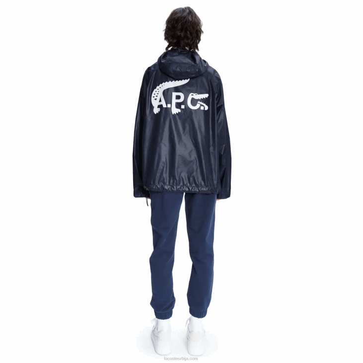 мушкарци лацосте к а.п.ц. водоотпорна најлонска јакна са капуљачом 86881310 блуе вгх