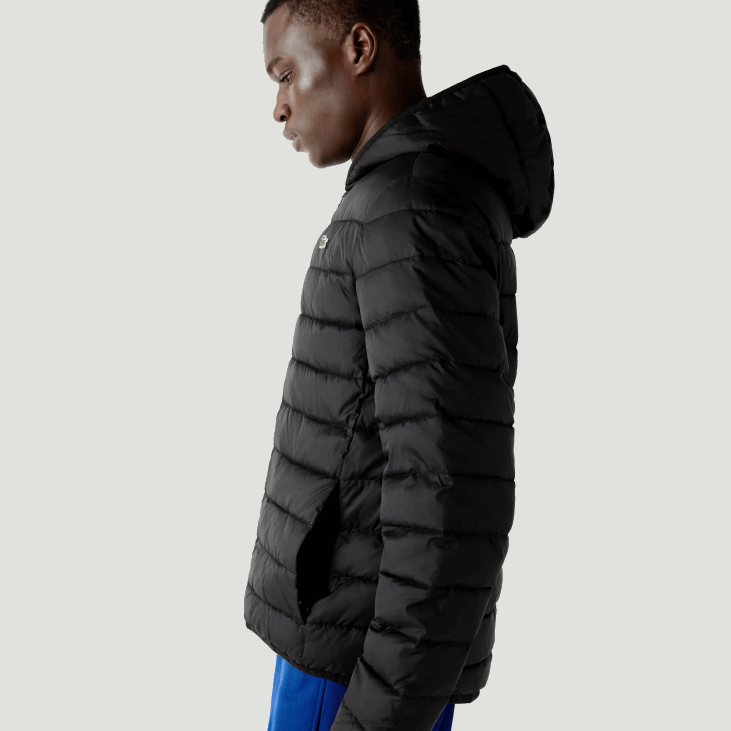 мушкарци спортска водоотпорна прошивена јакна са капуљачом 86881319 црна ц31 Lacoste