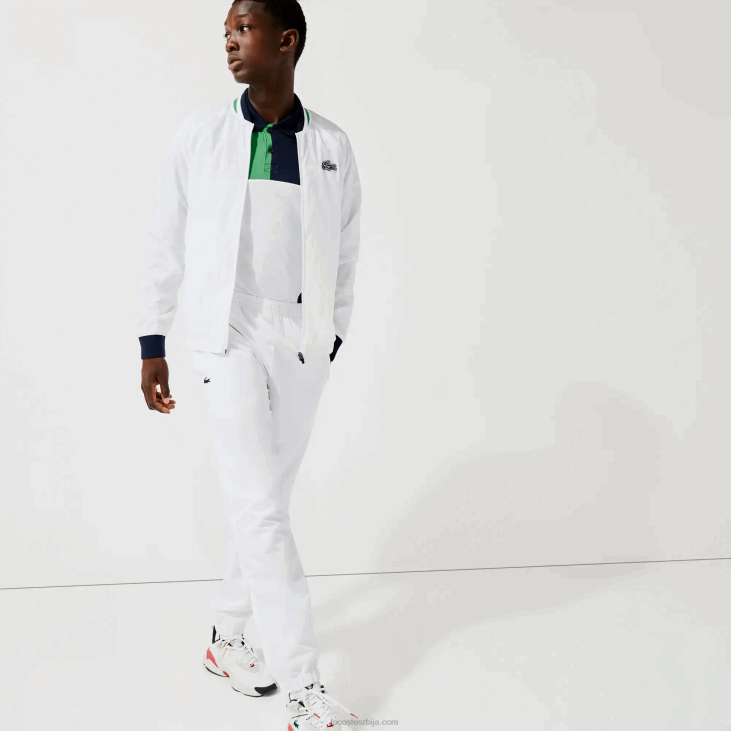 мушкарци спортска лагана водоотпорна јакна 86881321 бела морнарско плава бела зелена гке Lacoste