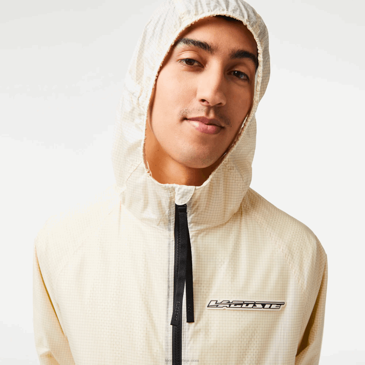 мушкарци кратка јакна са капуљачом са патентним затварачем 8688382 бела црна ај8 Lacoste