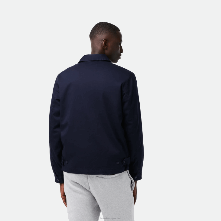 мушкарци кратка јакна од органског памука од габардина са патент затварачем 8688407 тамноплава 166 Lacoste