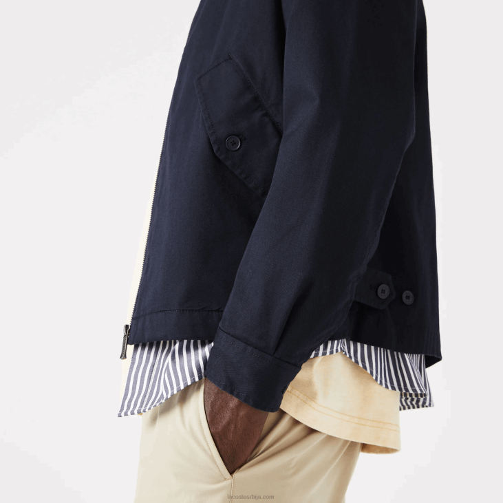 мушкарци кратка јакна од органског памука од габардина са патент затварачем 8688407 тамноплава 166 Lacoste