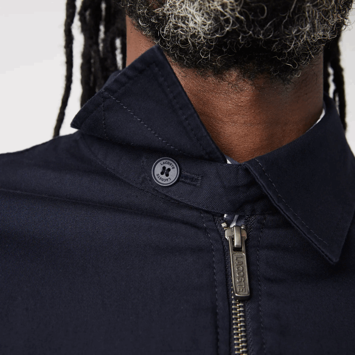 мушкарци кратка јакна од органског памука од габардина са патент затварачем 8688407 тамноплава 166 Lacoste