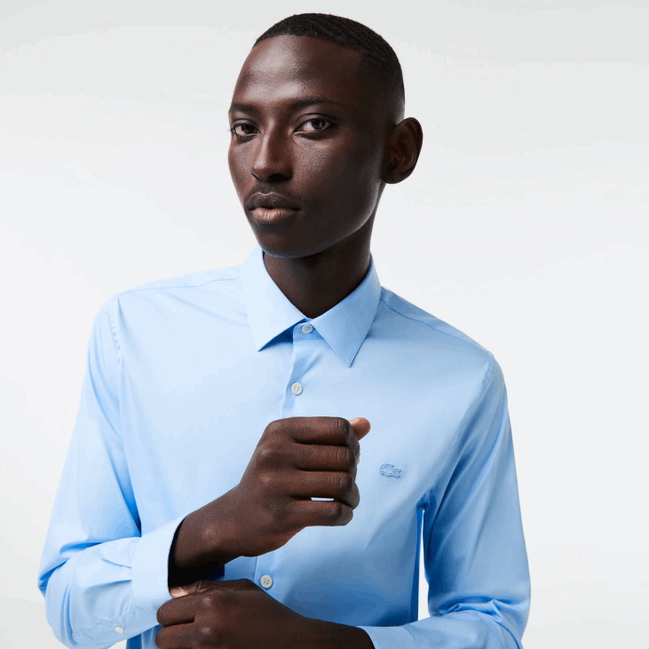 мушкарци памучна памучна кошуља са француским овратником 86881439 блуе хбп Lacoste