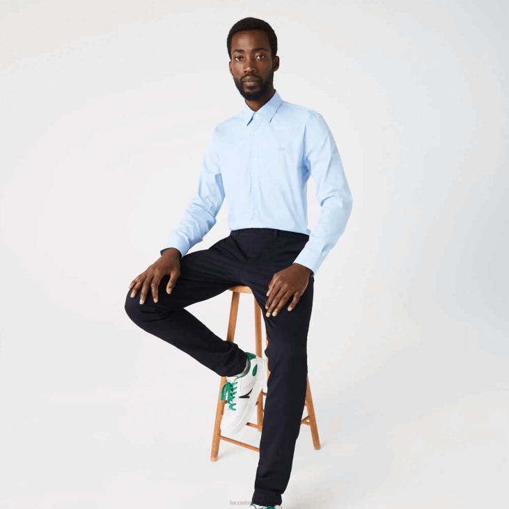 мушкарци памучна памучна кошуља са француским овратником 86881439 блуе хбп Lacoste