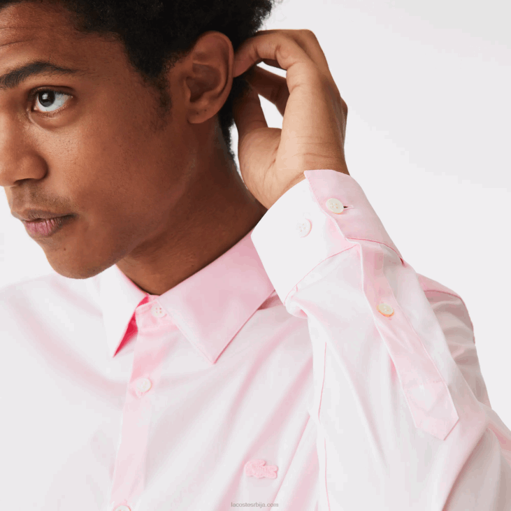 мушкарци памучна памучна кошуља са француским овратником 86881440 светло розе ади Lacoste