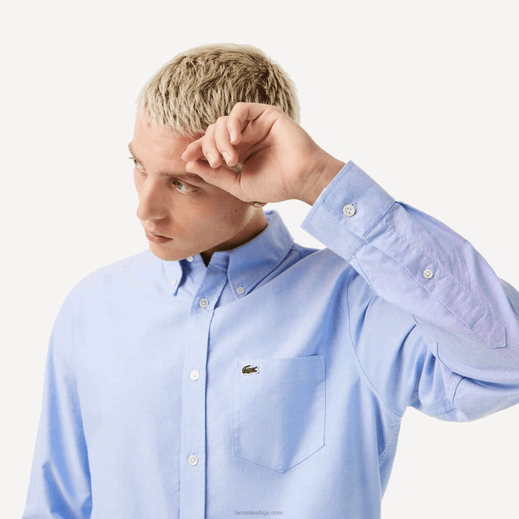 мушкарци Оксфордска памучна кошуља стандардног кроја 86881466 блуе хбп Lacoste