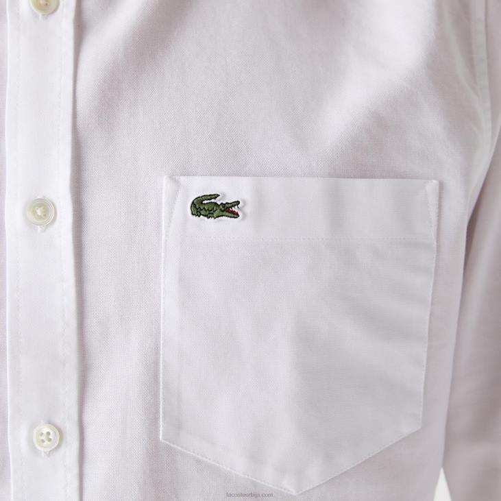 мушкарци Оксфордска памучна кошуља стандардног кроја 86881467 бела 001 Lacoste