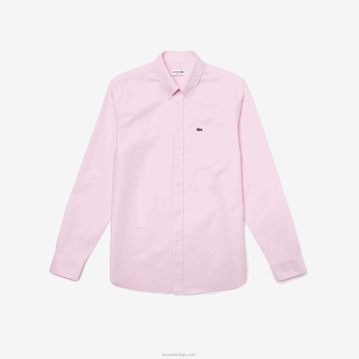 мушкарци Оксфордска памучна кошуља стандардног кроја 86881468 светло розе ади Lacoste