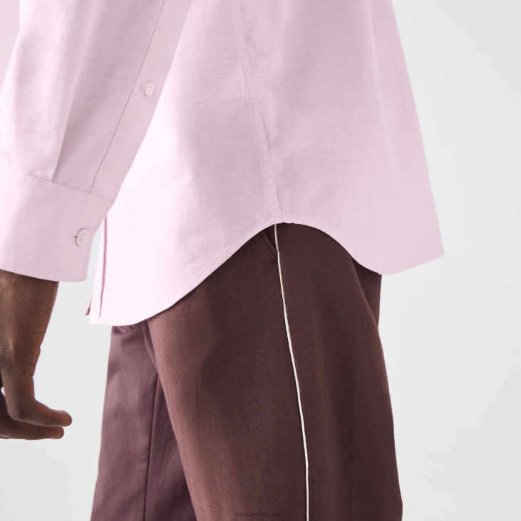 мушкарци Оксфордска памучна кошуља стандардног кроја 86881468 светло розе ади Lacoste