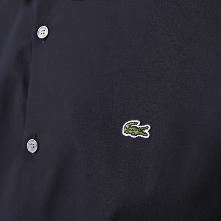 мушкарци слим фит растезљива памучна кошуља од поплина 86881487 тамноплава хде Lacoste