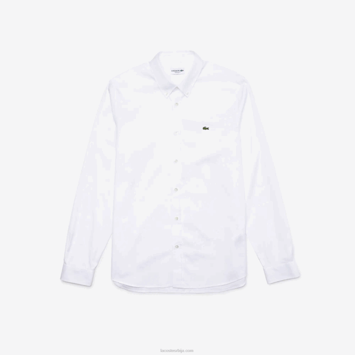 мушкарци памучна кошуља стандардног кроја 86881494 бела 001 Lacoste