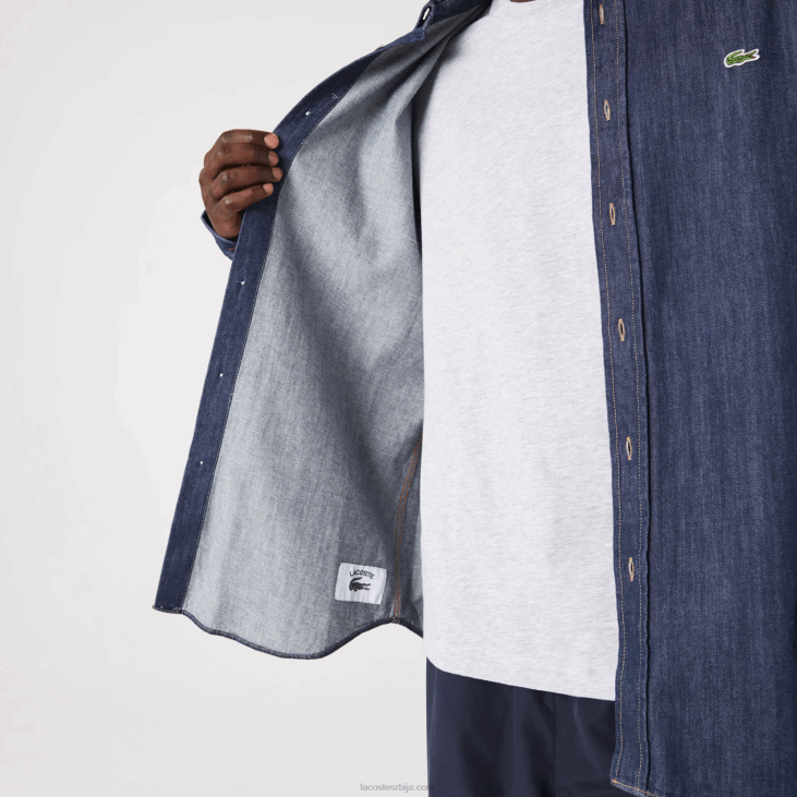 мушкарци кошуља од органског памука редовног кроја 86881503 сива кјх Lacoste