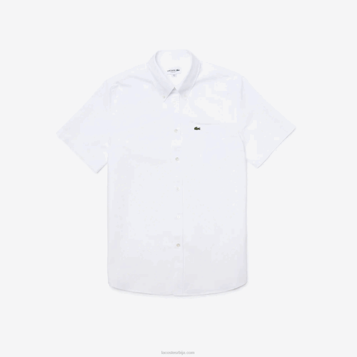 мушкарци Оксфордска памучна кошуља стандардног кроја 86881526 бела 001 Lacoste