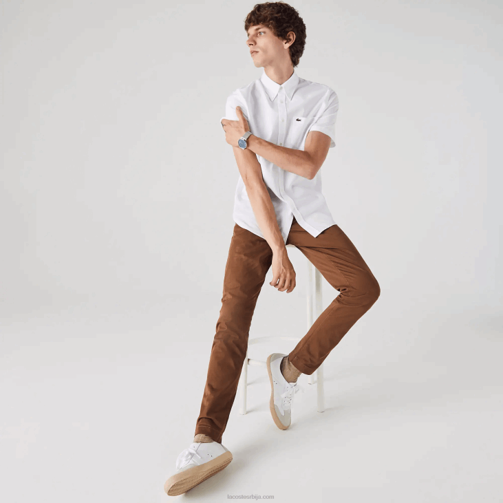 мушкарци Оксфордска памучна кошуља стандардног кроја 86881526 бела 001 Lacoste