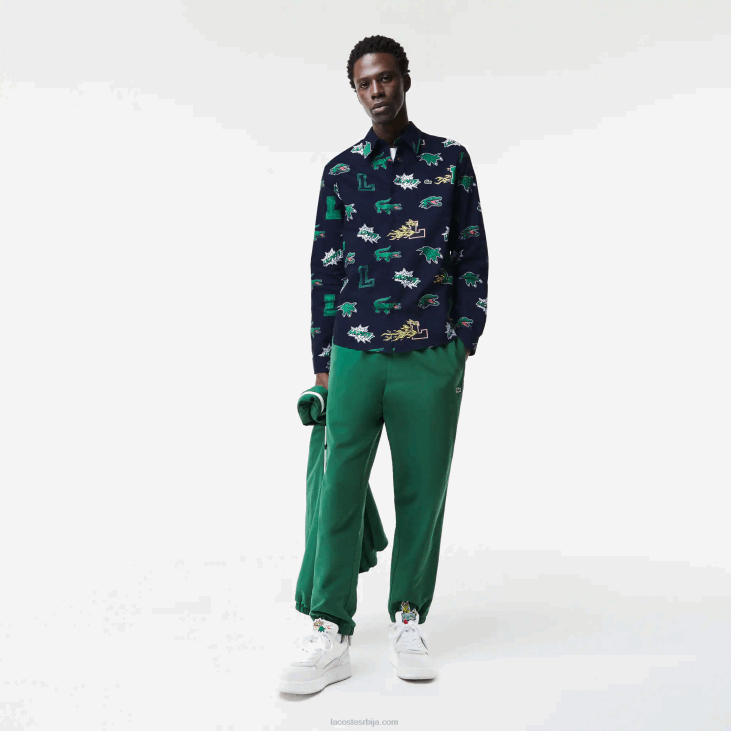 мушкарци кошуља са крокодилским принтом стандардног кроја 86881575 тамноплава бела крн Lacoste