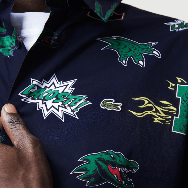 мушкарци кошуља са крокодилским принтом стандардног кроја 86881575 тамноплава бела крн Lacoste