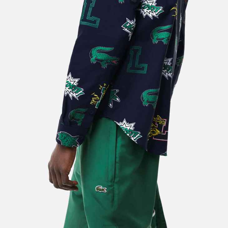 мушкарци кошуља са крокодилским принтом стандардног кроја 86881575 тамноплава бела крн Lacoste