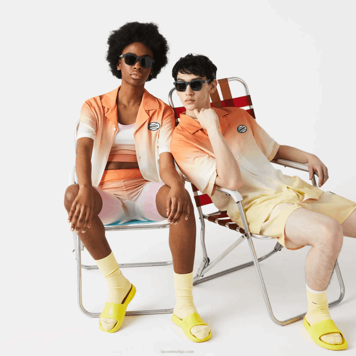 мушкарци кошуља опуштеног кроја са градираним принтом 86881584 наранџасто бело жуто з81 Lacoste