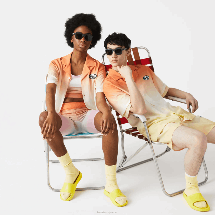 мушкарци кошуља опуштеног кроја са градираним принтом 86881584 наранџасто бело жуто з81 Lacoste