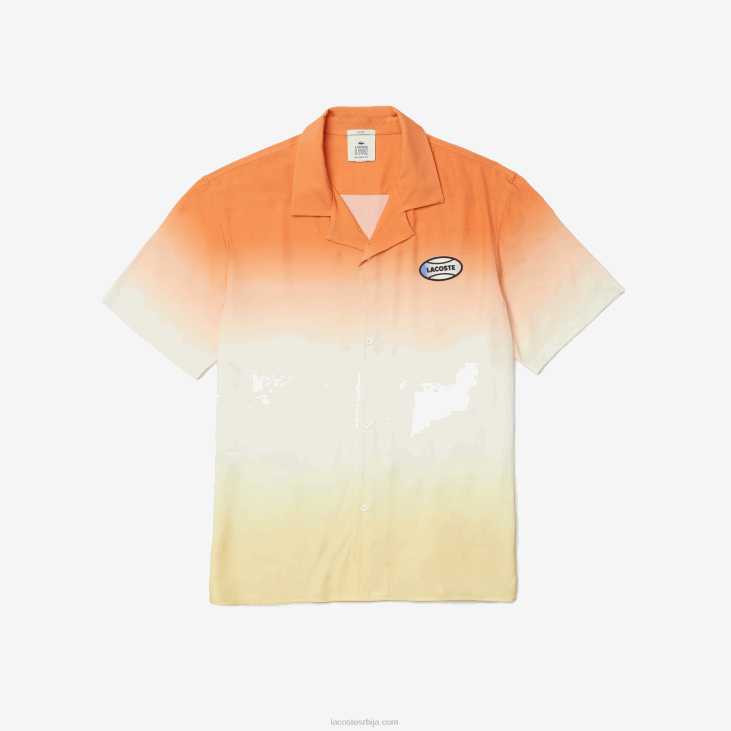 мушкарци кошуља опуштеног кроја са градираним принтом 86881584 наранџасто бело жуто з81 Lacoste
