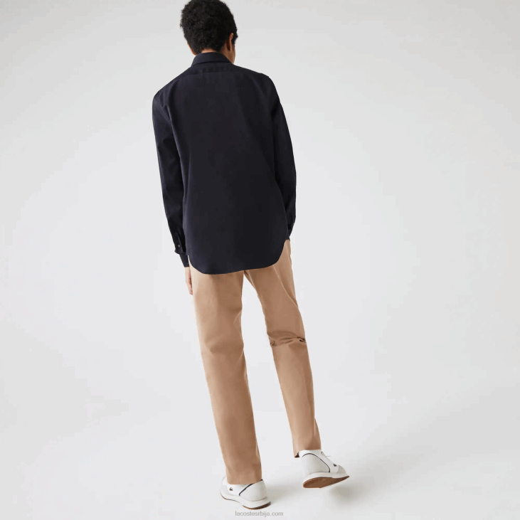 мушкарци обична памучна кошуља од поплина 86881613 тамноплава хде Lacoste