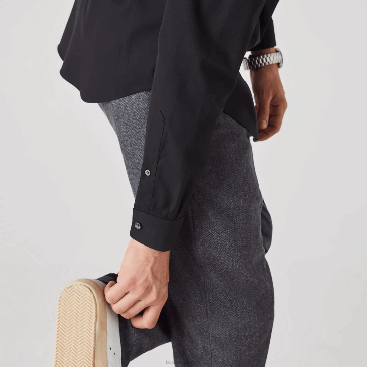 мушкарци обична памучна кошуља од поплина 86881613 тамноплава хде Lacoste