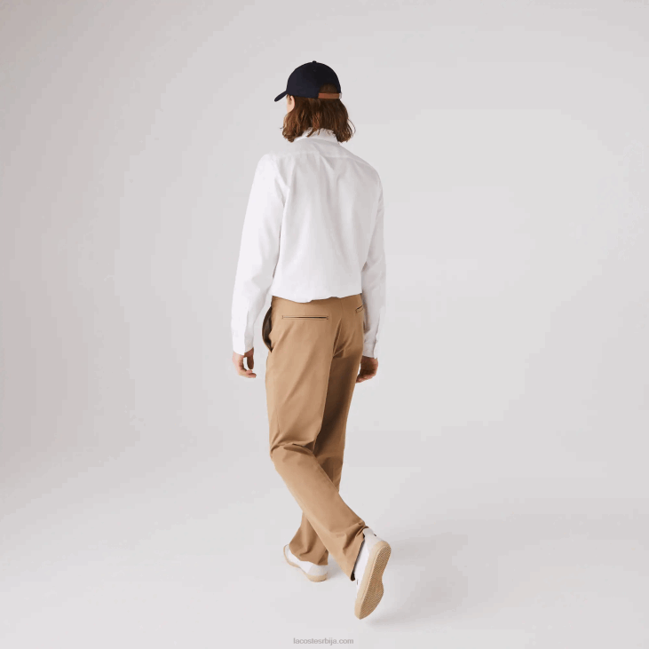 мушкарци обична памучна кошуља од поплина 86881614 бела 001 Lacoste