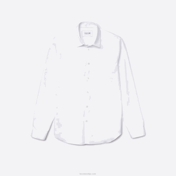 мушкарци обична памучна кошуља од поплина 86881614 бела 001 Lacoste