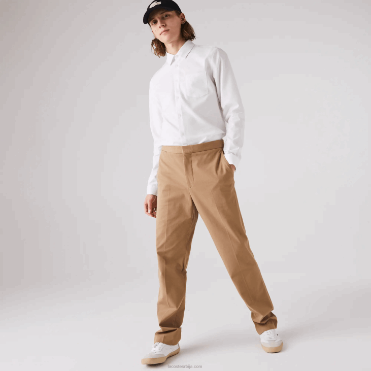 мушкарци обична памучна кошуља од поплина 86881614 бела 001 Lacoste