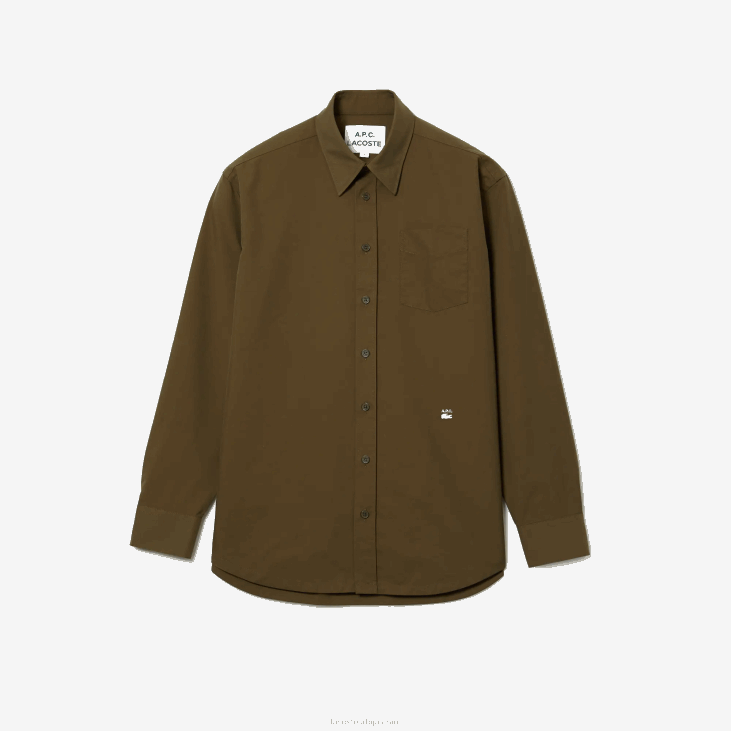 мушкарци лацосте к а.п.ц. памучна кошуља од габардина 86881630 каки зелена втв