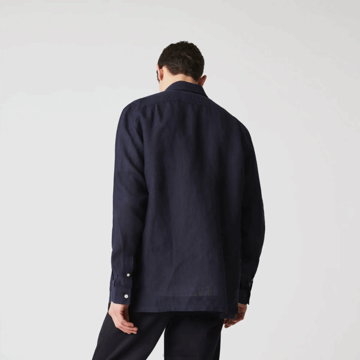 мушкарци ланена кошуља регуларног кроја 86881650 тамноплава 166 Lacoste