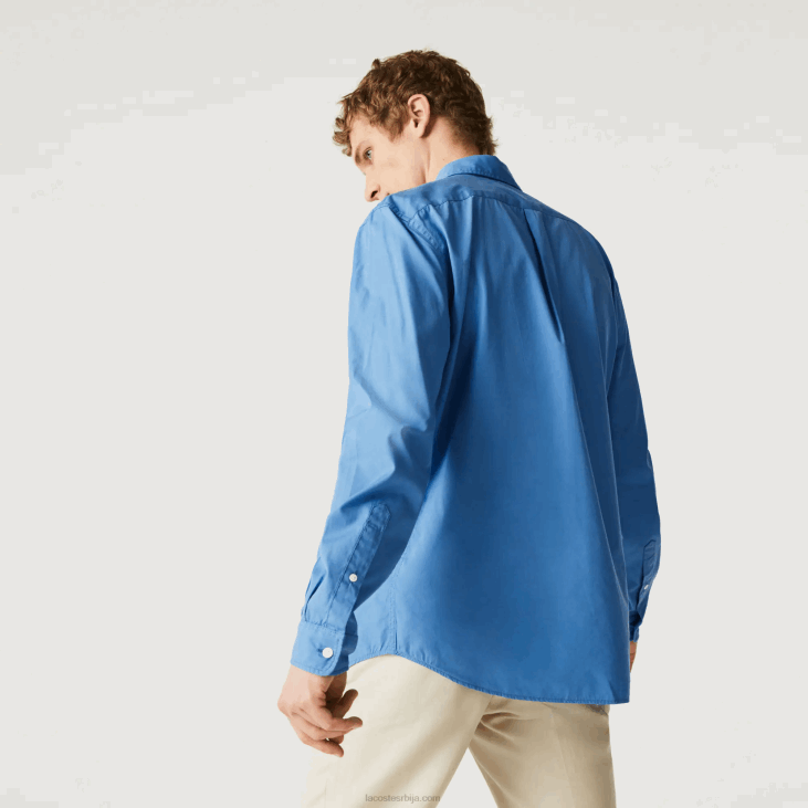 мушкарци кошуља од пуплина од мешавине памука 86881652 плава 776 Lacoste