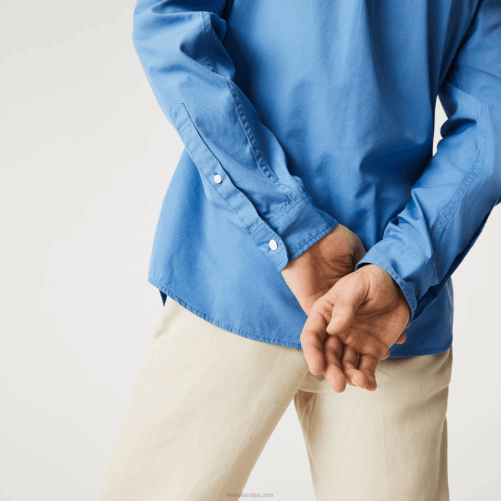 мушкарци кошуља од пуплина од мешавине памука 86881652 плава 776 Lacoste