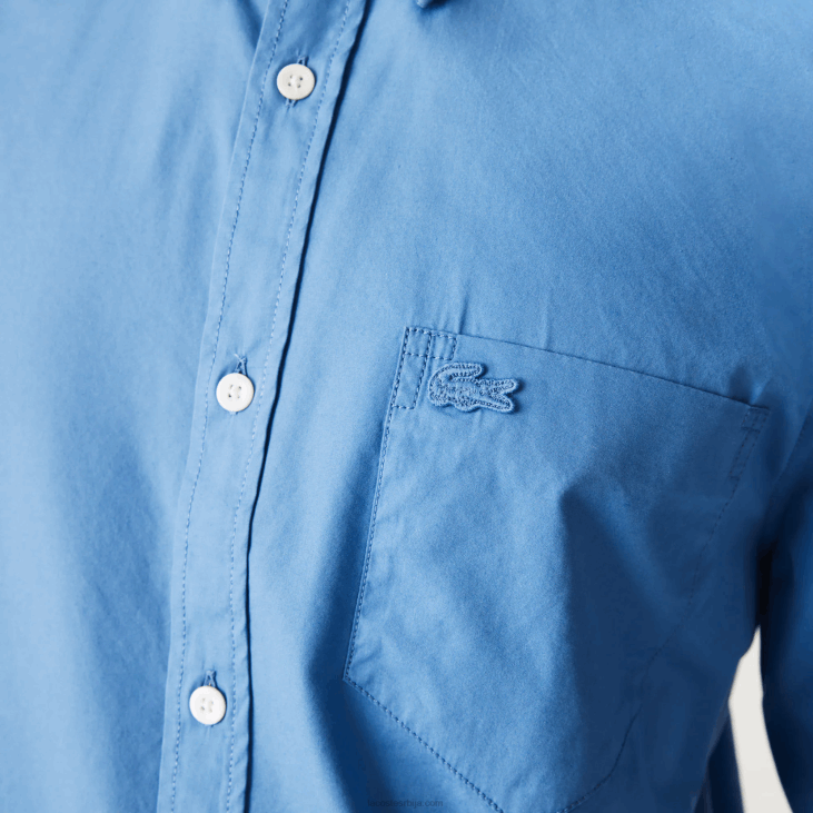 мушкарци кошуља од пуплина од мешавине памука 86881652 плава 776 Lacoste