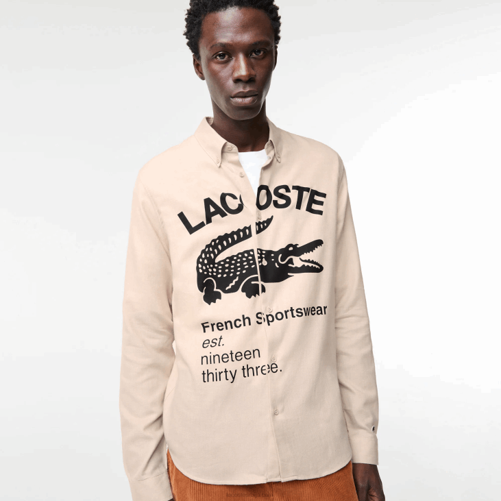 мушкарци фланелска кошуља регуларног кроја 86881654 беж црна уб7 Lacoste