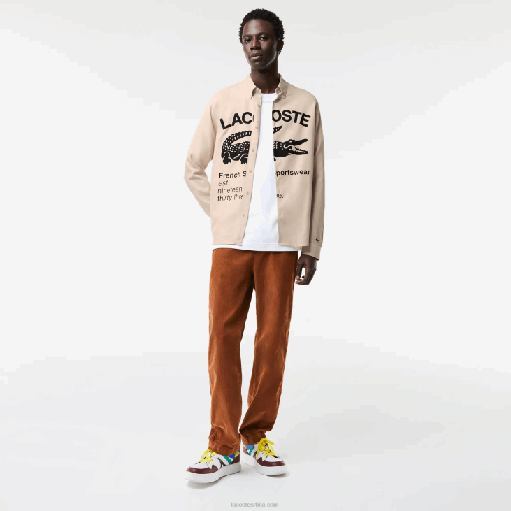 мушкарци фланелска кошуља регуларног кроја 86881654 беж црна уб7 Lacoste