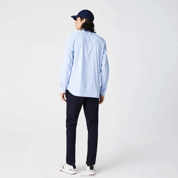 мушкарци танка пругаста кошуља од поплина 8688400 бело плаво ф6з Lacoste
