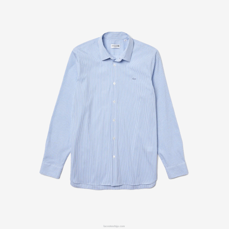 мушкарци танка пругаста кошуља од поплина 8688400 бело плаво ф6з Lacoste