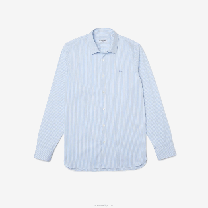 мушкарци слим фит кошуља од поплина 8688401 бело плаво ф6з Lacoste