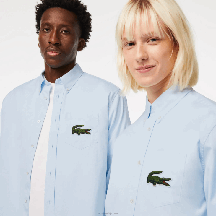 мушкарци опуштена велика памучна кошуља од крокодила 8688413 блуе гн2 Lacoste