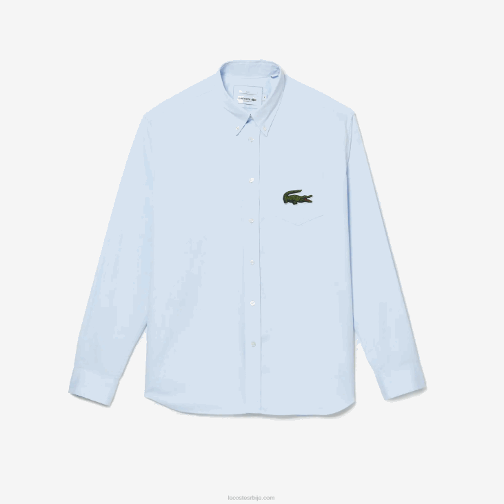 мушкарци опуштена велика памучна кошуља од крокодила 8688413 блуе гн2 Lacoste