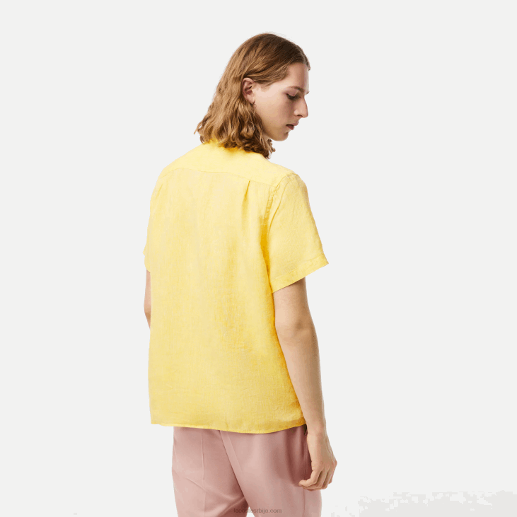мушкарци ланена кошуља кратких рукава 8688496 жута 107 Lacoste