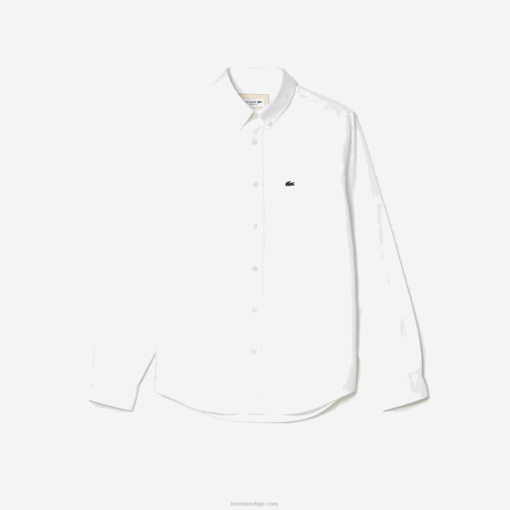 мушкарци оксфорд памучна кошуља са закопчаним крагном 8688506 бела 001 Lacoste