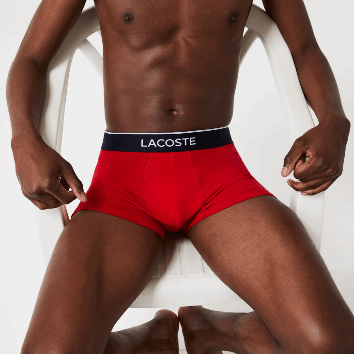 мушкарци лежерне боксерице са потписом 3 ком 86881327 морнарско плава сива кинеско црвена в3т Lacoste