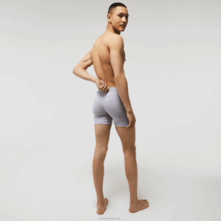 мушкарци Дугачке памучне гаћице у струку са словима, 3 ком 86881357 црвено сива кинеска тамноплава в46 Lacoste