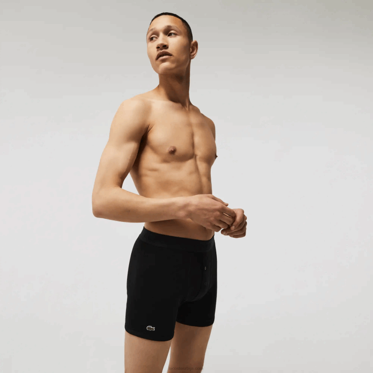 мушкарци Дугачке памучне гаћице у струку са словима, 3 ком 86881359 црно сива кинеска вфу Lacoste