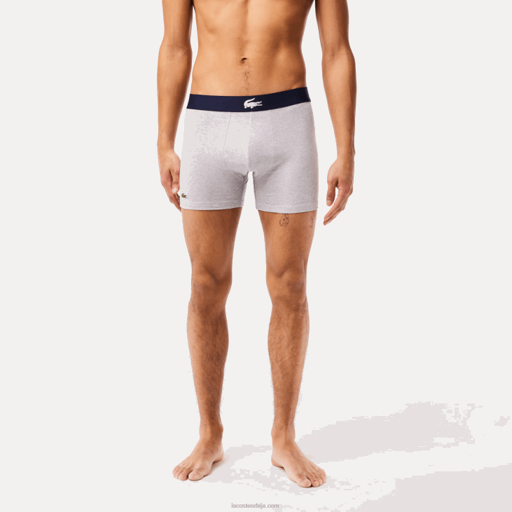 мушкарци дуге памучне гаћице крокодилског струка, 3 ком 86881369 бела сива кинеска тамноплава бк Lacoste